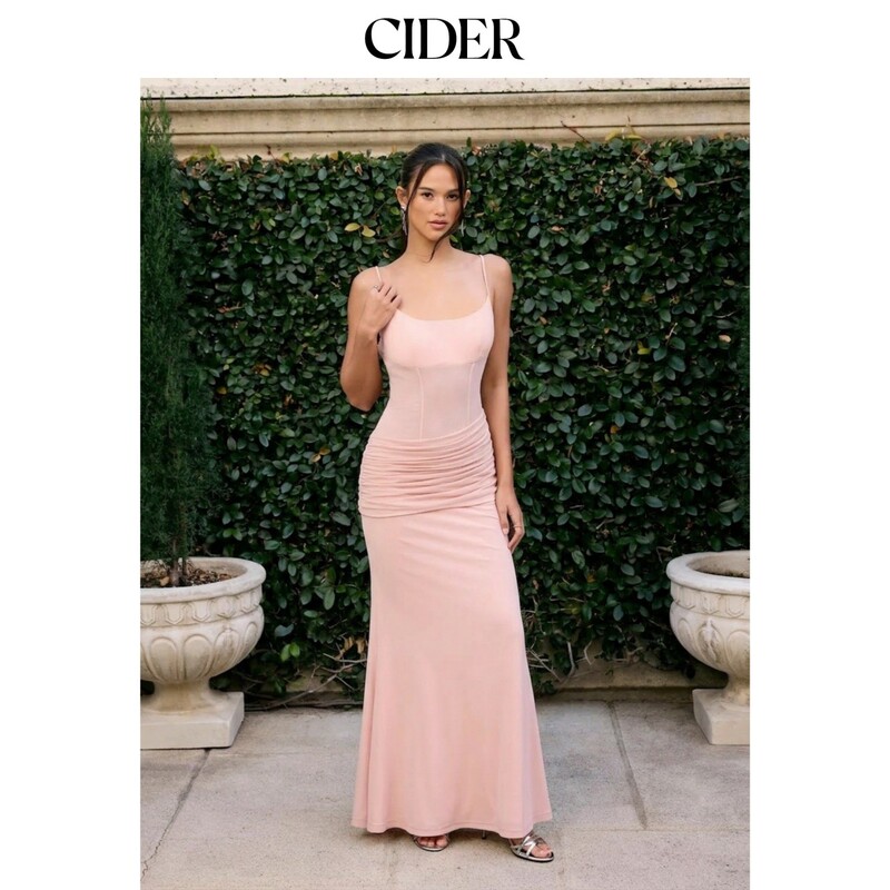 Cider2026 Spring New Product Mesh V Neck Pleated Glitter Tight Long Dress 115274376 Cider2026 Spring New Product Mesh V Neck Pleated Glitter Tight Long Dress 115274376