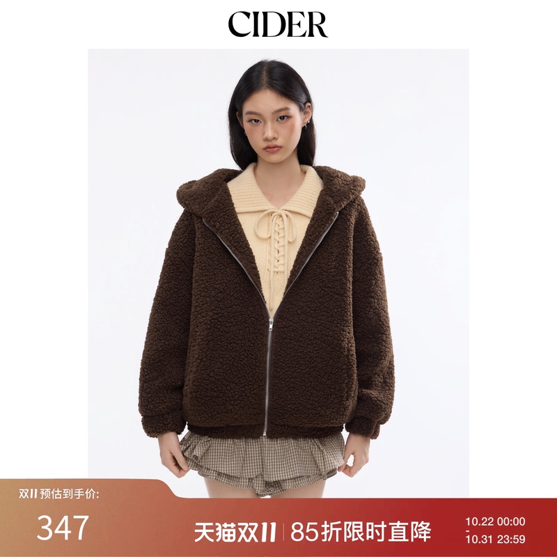 Cider Autumn and Winter New Women's Teddy Velvet Hooded Jacket 113803676