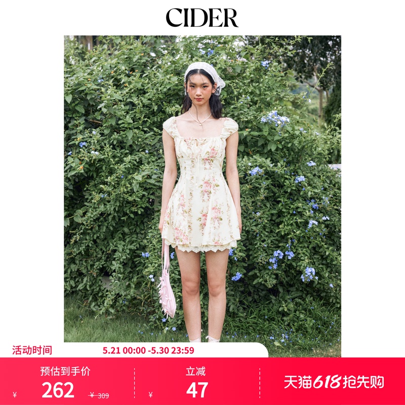 [Celebrity Style] Cider Authentic American Style Tank Dress Summer Strap Dress Floral Dress 114348921