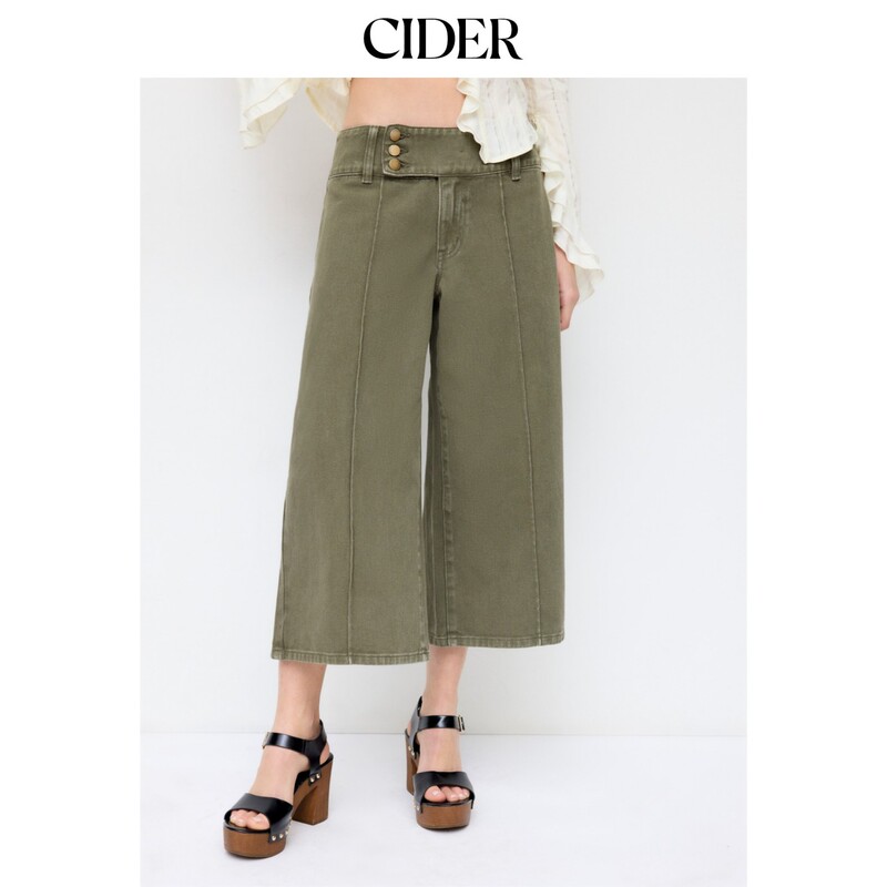 Cider2026 Spring New Washed Denim Low-Waist Metal Accessories Wide-Leg Women's Cropped Pants 115204562 Cider2026 Spring New Washed Denim Low-Waist Metal Accessories Wide-Leg Women's Cropped Pants 115204562