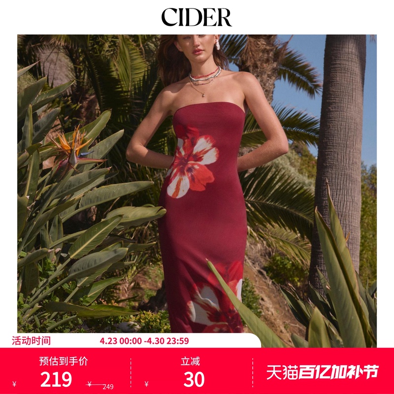 Cider Summer Women's Strapless Floral Long Tube Top Dress 114195621