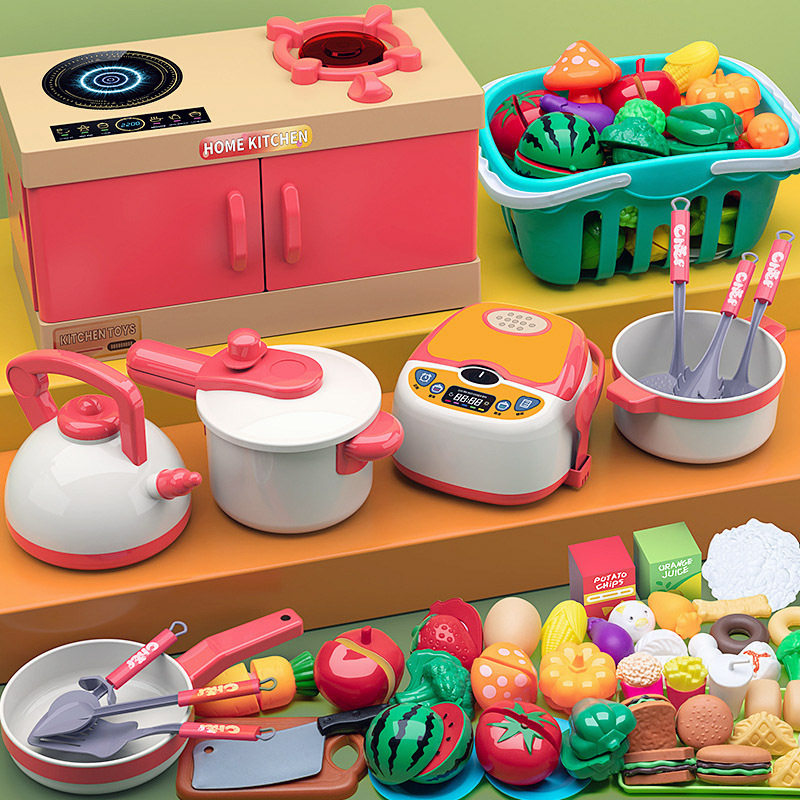 Игровой домик, имитация кухни, приготовление пищи, детские развивающие игрушки, набор для девочек, нарезка фруктов, музыка для мальчиков от 3 до 6 лет и старше Изображение 1