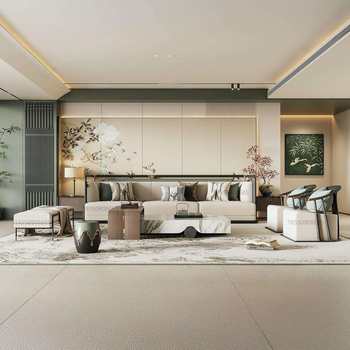 New chinese style solid wood sofa combination living room model room villa whole house size apartment whole house furniture customization