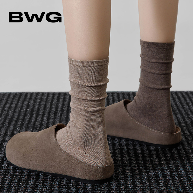 Bwg Coffee-Colored Socks for Women, Autumn and Winter Mid-Calf Slouch Socks, 2026 New Popular Retro Cotton Socks to Pair with Birkenstock Shoes