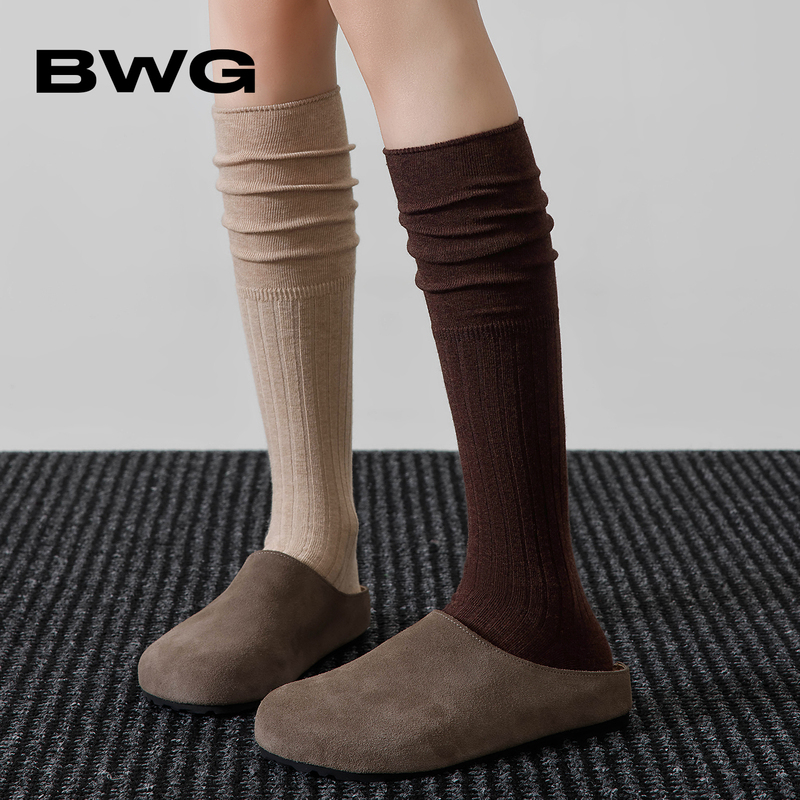 Bwg Coffee-Colored Socks for Women, Autumn Long Cotton Socks, 2026 New Popular Style, Women's Slouchy Calf Socks to Match Boots