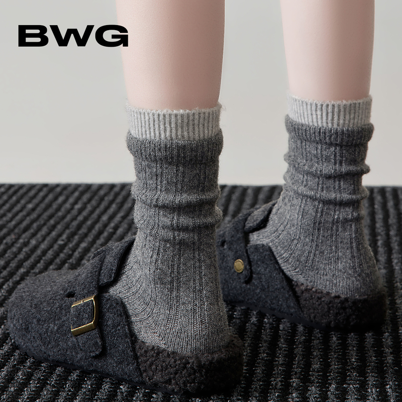 Bwg Gray Wool Socks for Women 2026 New Popular Style Slouch Socks Warm Fleece-Lined Winter Thickened Mid-Calf Socks Bwg Gray Wool Socks for Women 2026 New Popular Style Slouch Socks Warm Fleece-Lined Winter Thickened Mid-Calf Socks