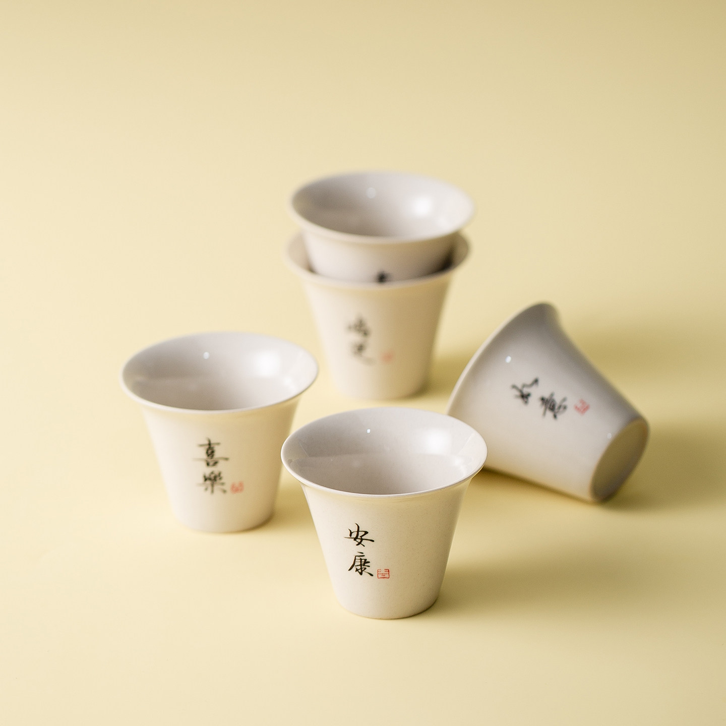手写福字主人杯：中式草木灰闻香杯，品茗新风尚，创意功夫茶具-闻香杯-淘宝百科网