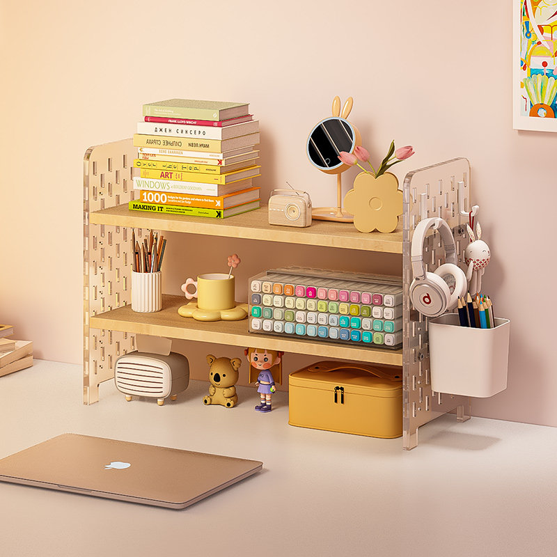 Desktop storage bookshelf rack office desk hole board organizer N dining table countertop multi-layer water cup holder