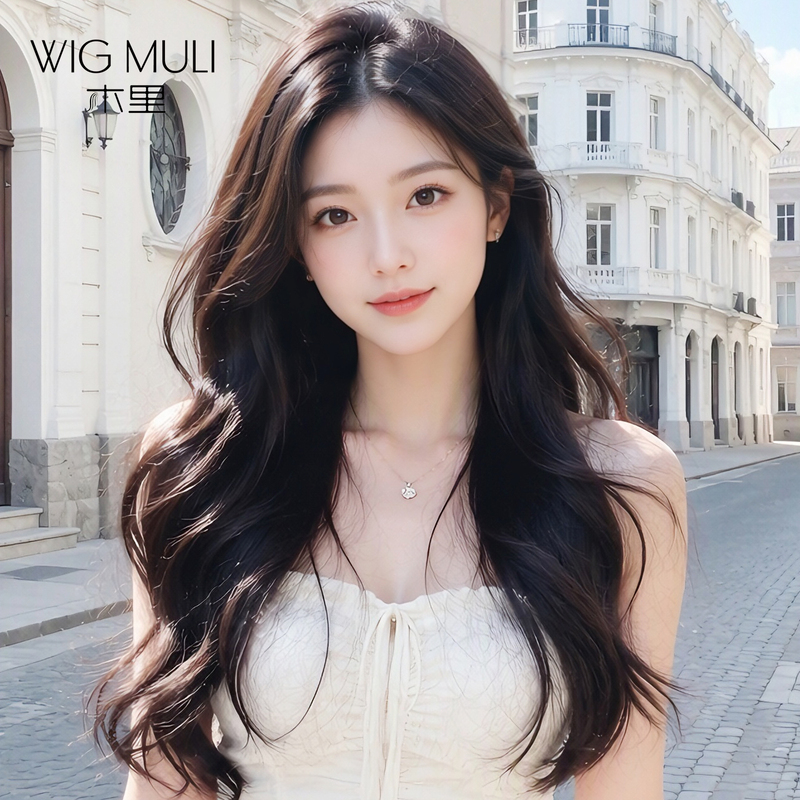 3Rd Generation Micro-Needle Wig for Women, Full Head Wig with Large Wavy Long Hair, Real Hair, No Wig Cap, Seamless, Everyday Full Wig Set