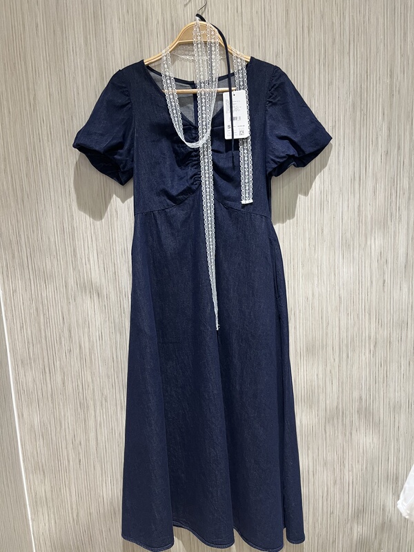 2026 Summer New Women's Denim Dress Short-Sleeved Mid-Length Skirt F162227011