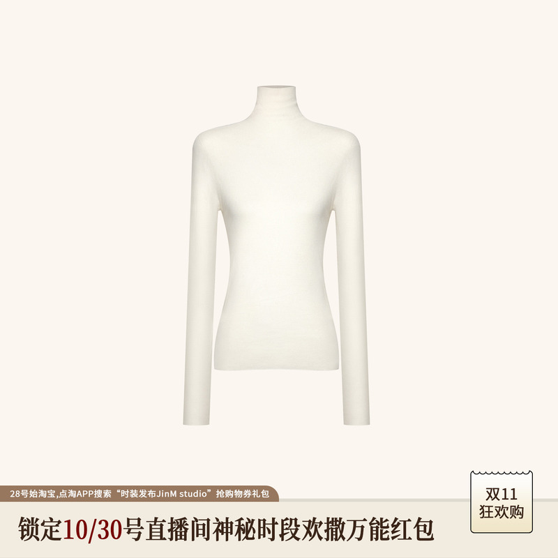 Jinm丨【Gentle and Mellow】100% Sheep Wool 18-Gauge Seamless Turtleneck Knitwear 603603B0057