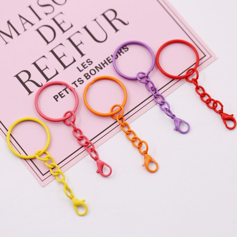 Colorful Painted Keychain with Chain + 14 Lobster Clasps, Accessory Clasps, Doll Keychain with Chain + Lobster Clasps Colorful Painted Keychain with Chain + 14 Lobster Clasps, Accessory Clasps, Doll Keychain with Chain + Lobster Clasps