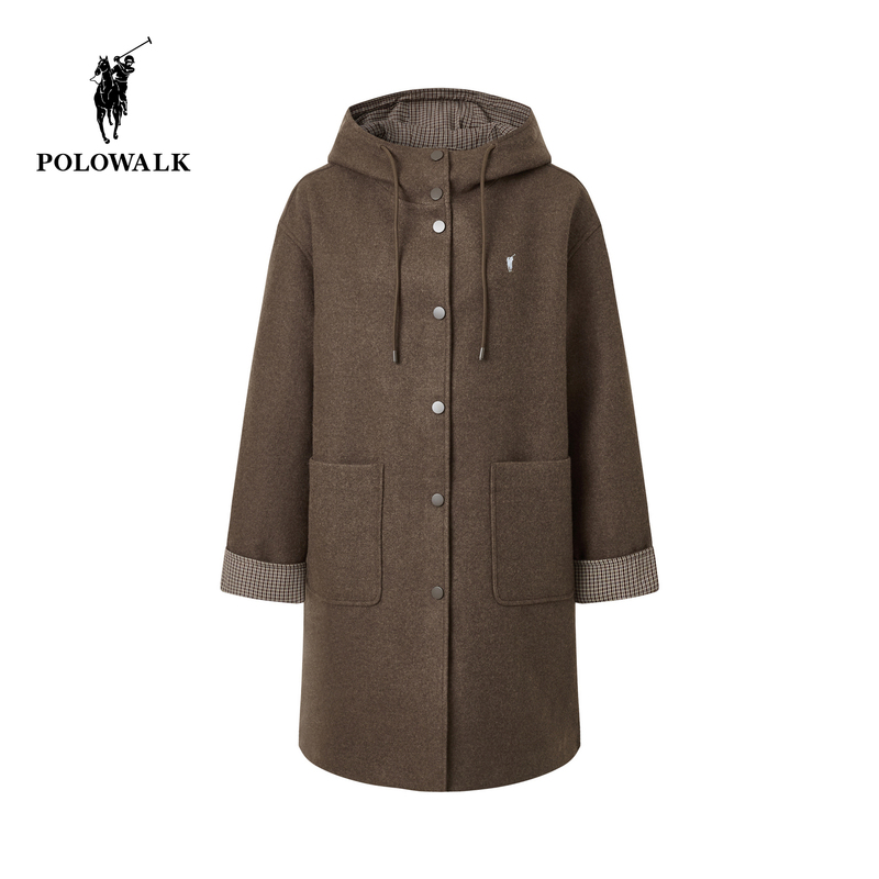 Polowalk Women's down Jacket Outlet Autumn and Winter Genuine Hooded 90% Duck down Mid-Length Plaid Coat Polowalk Women's down Jacket Outlet Autumn and Winter Genuine Hooded 90% Duck down Mid-Length Plaid Coat