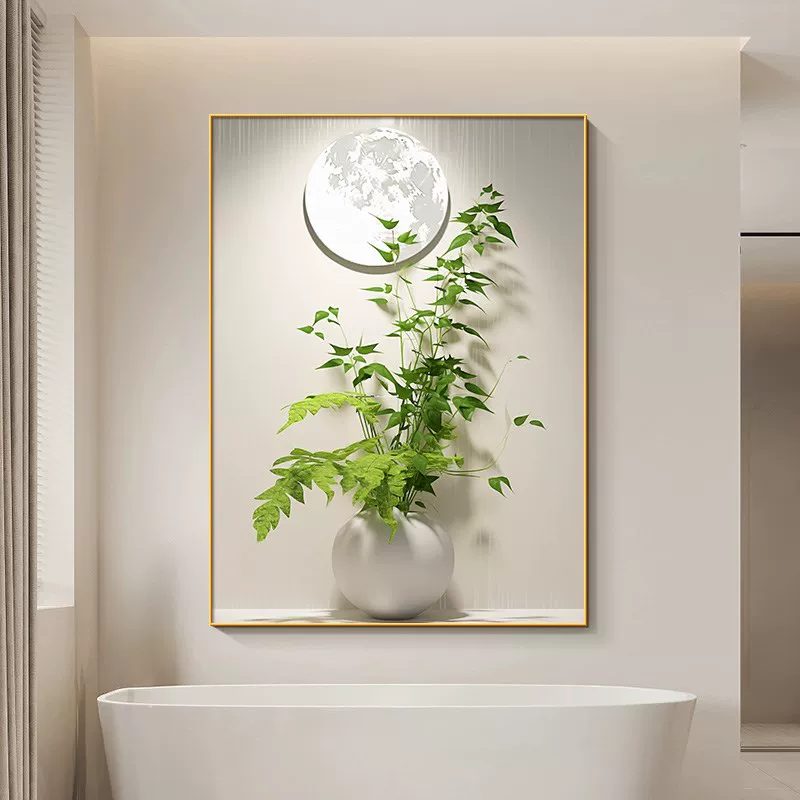 [小清新绿植厕所挂画现代简约月球客厅装I饰画高档酒店走廊过道壁]