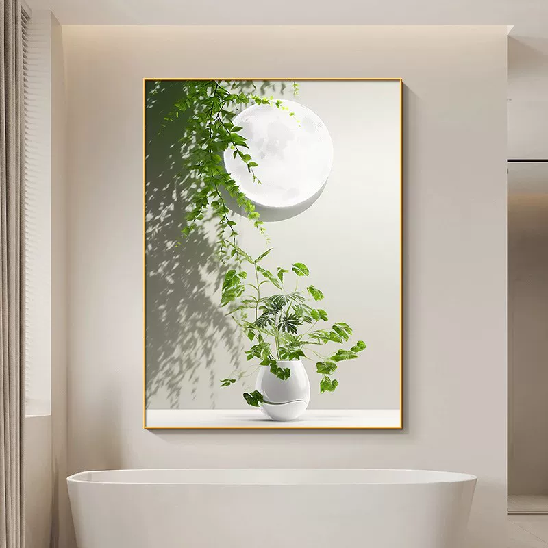 [小清新绿植厕所挂画现代简约月球客厅装I饰画高档酒店走廊过道壁]