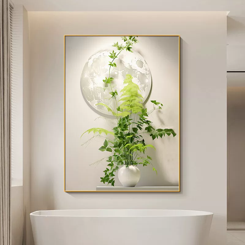 [小清新绿植厕所挂画现代简约月球客厅装I饰画高档酒店走廊过道壁]