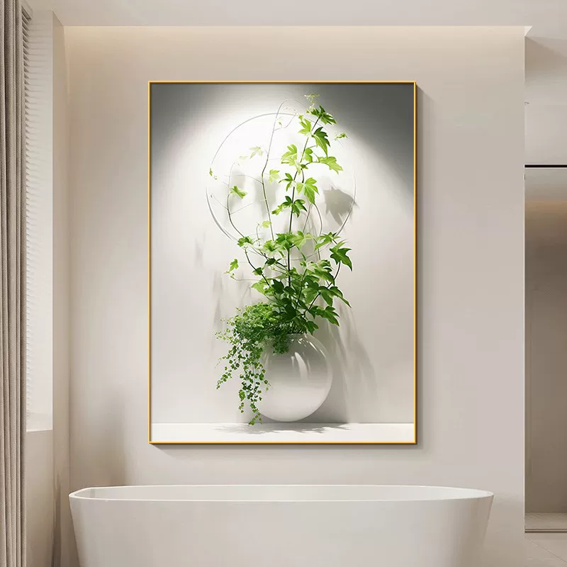 [小清新绿植厕所挂画现代简约月球客厅装I饰画高档酒店走廊过道壁]