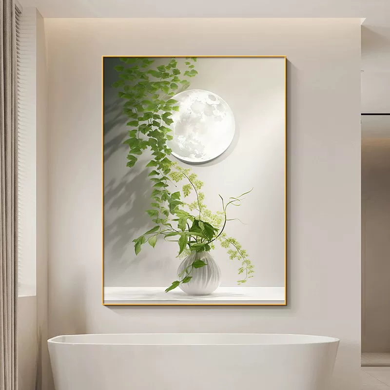 [小清新绿植厕所挂画现代简约月球客厅装I饰画高档酒店走廊过道壁]