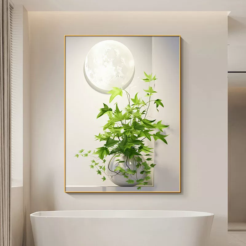 [小清新绿植厕所挂画现代简约月球客厅装I饰画高档酒店走廊过道壁]