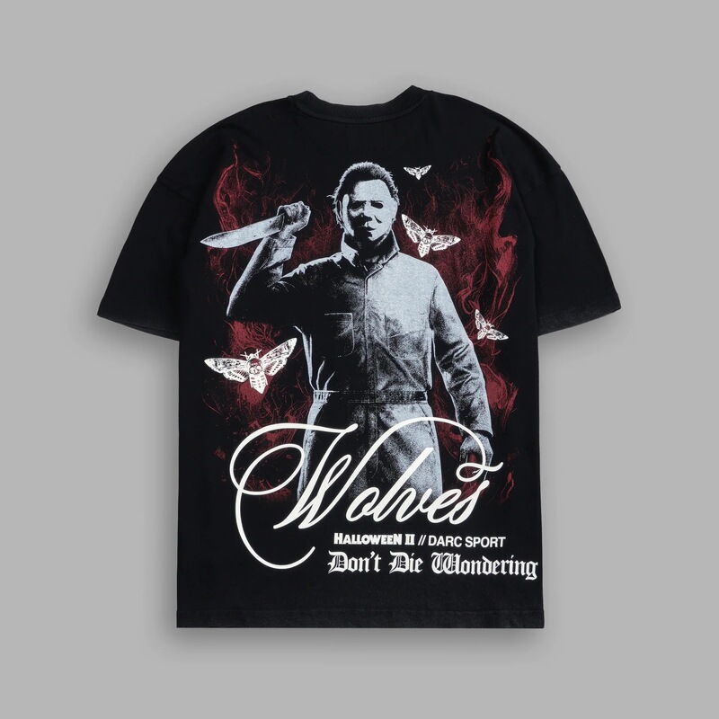 Darcsport Halloween Series Co-Branded with Michael Myers American Street Style T-Shirt Loose Dark Short-Sleeved