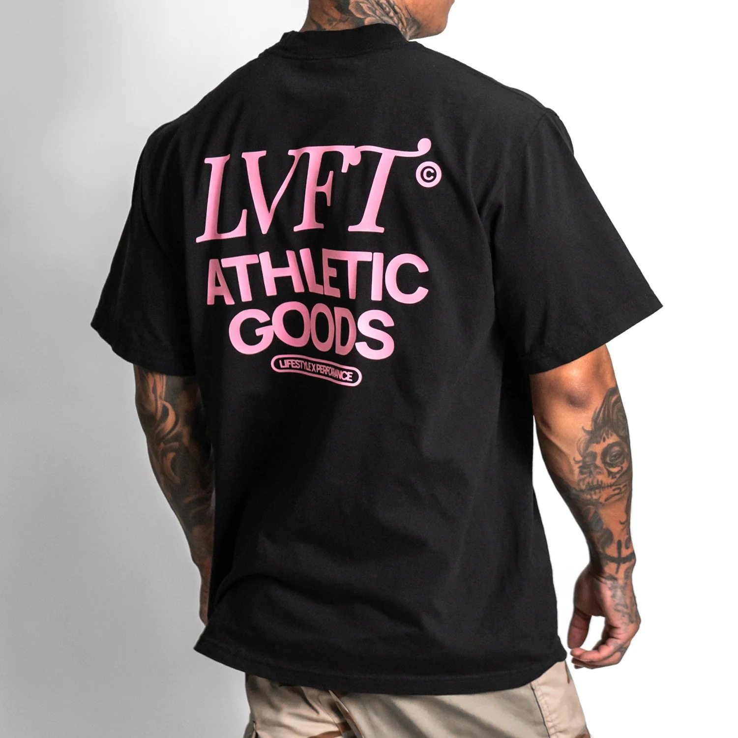 LIVEFIT American summer hip-hop street style, front and back letter trendy printed pure cotton casual high-quality T-shirt