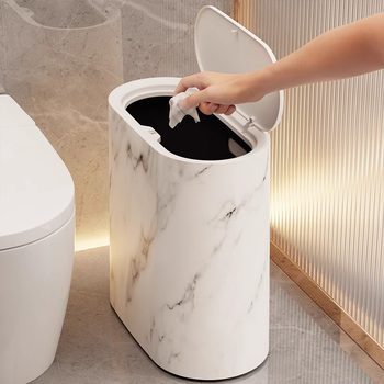 New household trash can hotel kitchen living room bathroom marble trash can storage bin