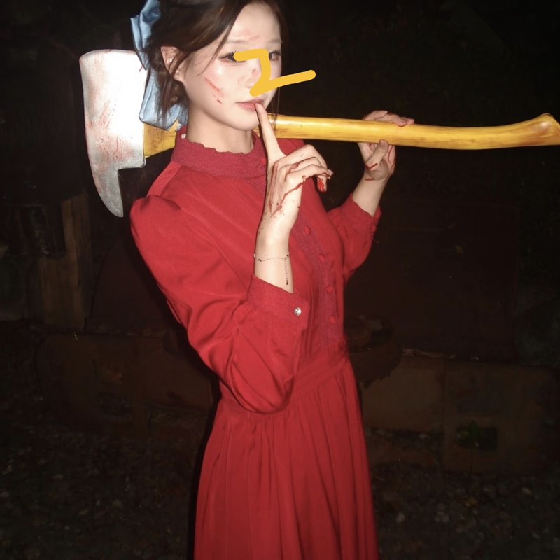 Halloween Pearl Cosplay Costume Horror Movie Lady Pearl Same Style Stage Performance Costume Red Vintage Dress