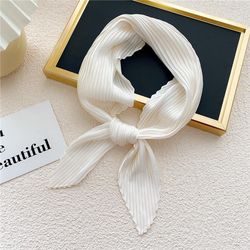 주름진 여성 새틴 스카프 목도리 리본 리본 QSQUARE SKINNY