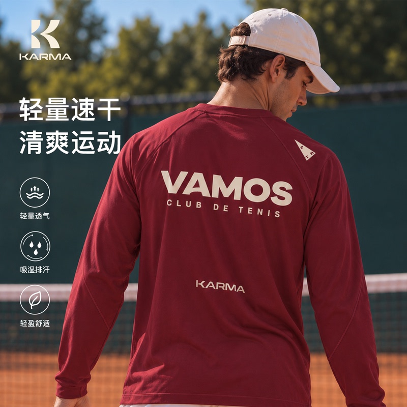 Karma Cool-Feeling Lightweight Competitive Quick-Drying T-Shirt Old Money Style Sports Long-Sleeved Tennis Shirt American Jersey for Men and Women Karma Cool-Feeling Lightweight Competitive Quick-Drying T-Shirt Old Money Style Sports Long-Sleeved Tennis Shirt American Jersey for Men and Women
