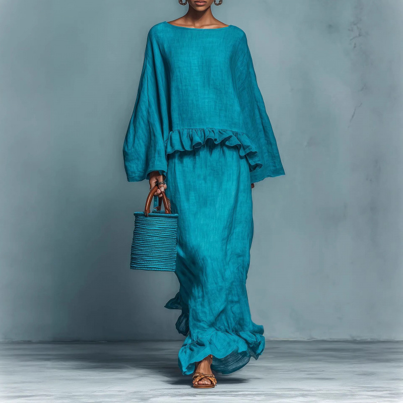 European and American Style 2026 New Amazon Independent Site Cross-Border Long-Sleeve Long Skirt Casual Fashion Solid Color Set European and American Style 2026 New Amazon Independent Site Cross-Border Long-Sleeve Long Skirt Casual Fashion Solid Color Set