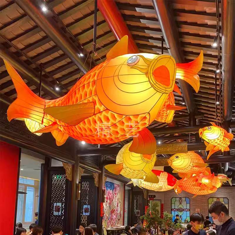 非遗春节花灯鱼灯：点亮商场街道公园的美陈装饰新潮流！-花灯-淘宝百科网