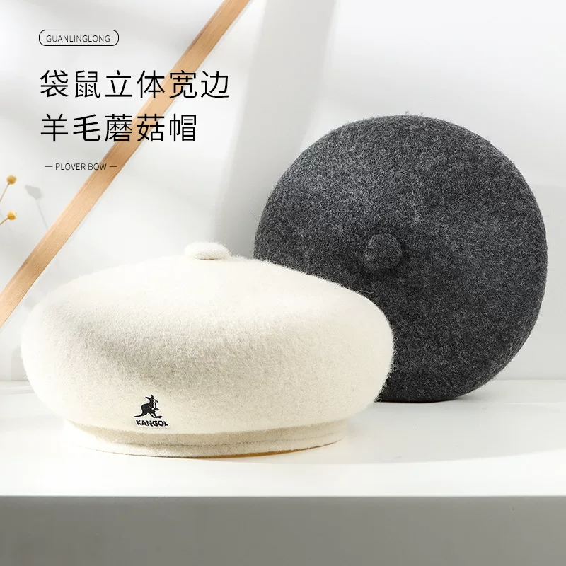 Kangaroo, hat, winter woolen keep warm beret, Korean style