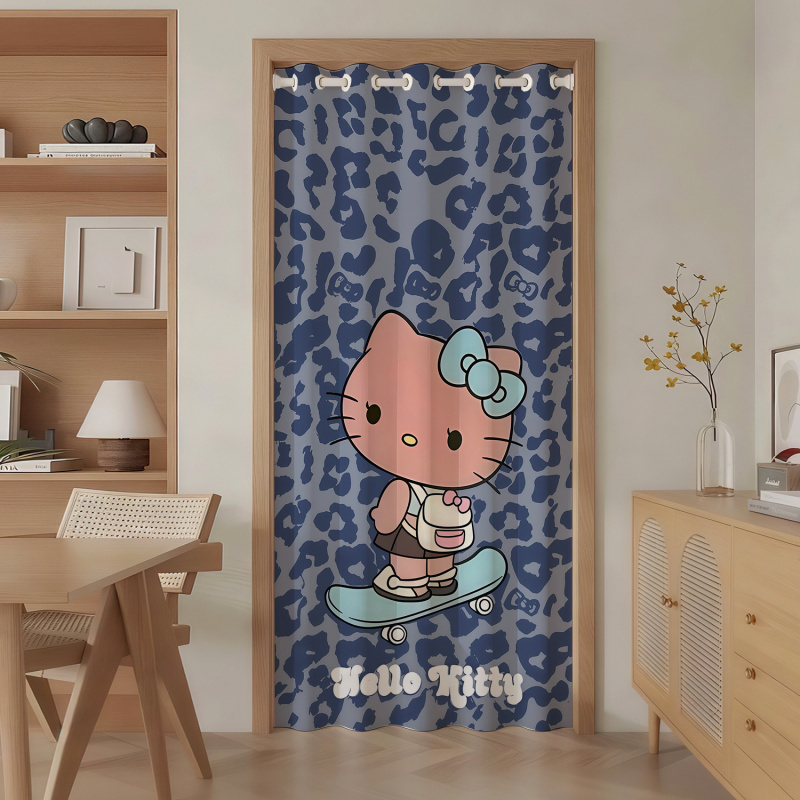 Kitty Cat Girl's Bedroom Cute Door Curtain, No-Drill Kitchen Door Curtain, 2025 New Model Partition Curtain, Blocking Curtain