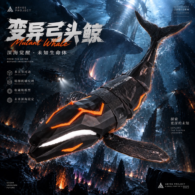 Mutant Bowhead Whale: Full Power Fishing Force Figure Final Boss Model Game Peripheral Deep Sea Quest Multi-Level Game Mutant Bowhead Whale: Full Power Fishing Force Figure Final Boss Model Game Peripheral Deep Sea Quest Multi-Level Game