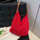 Large-Capacity High-End Commuter Shoulder Tote Bag for Women 2025 New Red Cotton Thread Woven Bag Knitted Bag