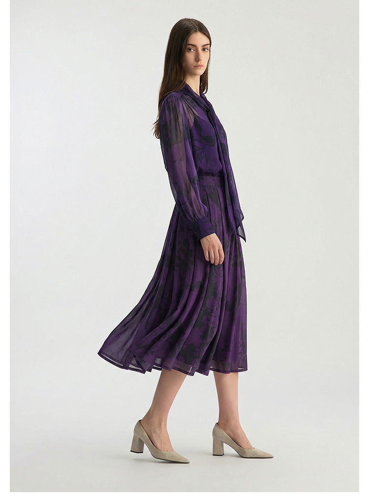 Блогер в этом же моделье Bcbg элегантный Шикарный цветы печать лента воротник темперамент длинный рукав фиолетовый рубашка куртка женщина 
