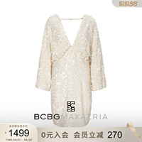 [Dress] BCBG autumn women's elegant design heavy industry starry sequin deep V backless dress