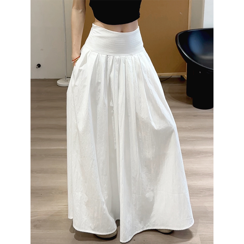 Huang Jiji White A-Line Skirt for Women 2026 Autumn New Style Drapey High-Waisted Slimming Side Zipper Yamamoto Long Skirt Huang Jiji White A-Line Skirt for Women 2026 Autumn New Style Drapey High-Waisted Slimming Side Zipper Yamamoto Long Skirt