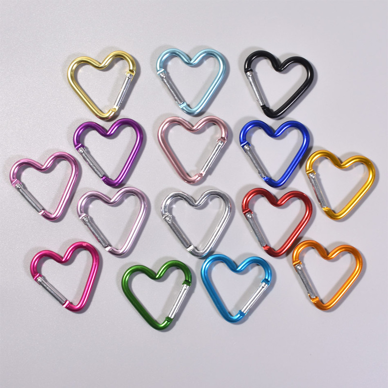Colorful Heart-Shaped Metal Electroplated Jewelry Spring Clasp Hook DIY Doll Pendant Heart-Shaped Accessory Bag Keychain