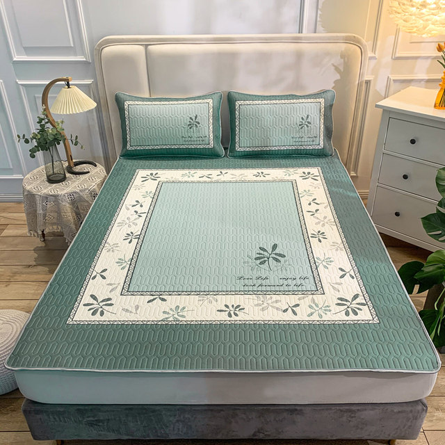 Latex mat three-piece set of ice silk mattress washable A machine washable air conditioning sheet summer blue mattress foldable