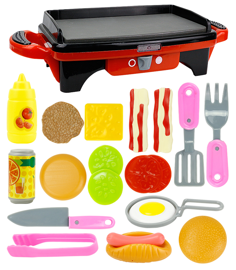 Trẻ em chơi nhà mô phỏng đồ chơi nướng điện kebab bé nhà bếp mẫu giáo bộ đồ chơi cha mẹ-con khủng long đồ chơi