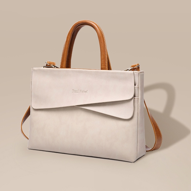 Japanese Jt Office Commuter Bag, Intellectual Style Handbag and Crossbody Computer Bag, Women's Work Tote Bag, Genuine Leather Briefcase