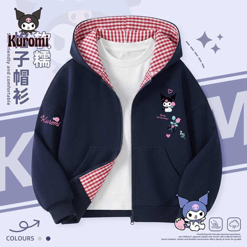 Kuromi Girls' Jacket Spring and Autumn 2026 New Children's Autumn Cardigan Top Girls' Autumn Clothing Fashion Kuromi Girls' Jacket Spring and Autumn 2026 New Children's Autumn Cardigan Top Girls' Autumn Clothing Fashion