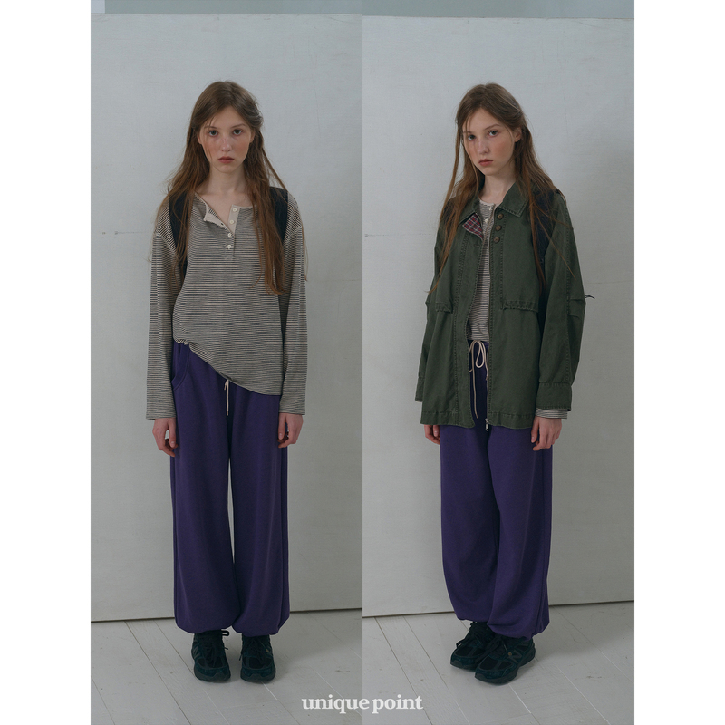 Unique Point Fine Striped Henry Collar Soft and Smooth Half-Button Loose Long-Sleeve T-Shirt Basic Base Shirt for Women Unique Point Fine Striped Henry Collar Soft and Smooth Half-Button Loose Long-Sleeve T-Shirt Basic Base Shirt for Women