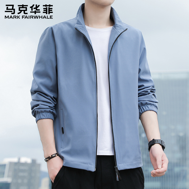 Mark Hua Fei Executive Jacket for Men, Autumn 25, Stand-Up Collar, Commuter Zipper Jacket, Light Business, Easy to Care For, Casual and Versatile Mark Hua Fei Executive Jacket for Men, Autumn 25, Stand-Up Collar, Commuter Zipper Jacket, Light Business, Easy to Care For, Casual and Versatile