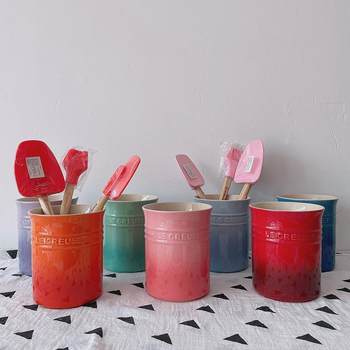 Storage tank le same high temperature porcelain gradient color kitchen cylinder tool french spatula seat can be used as a vase storage bucket