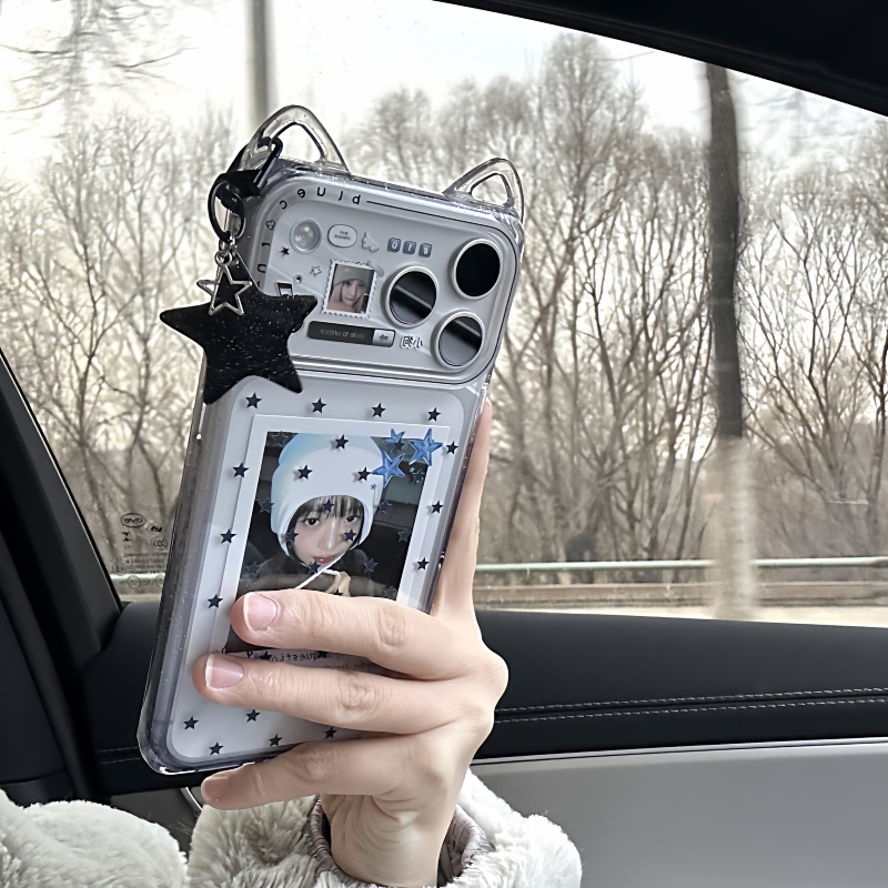 Star Cat Ear Phone Case with 3D Ears, Transparent Case, Cute Starry Sky Silicone Case, Dirt-Resistant, Full Coverage Apple Protective Case Star Cat Ear Phone Case with 3D Ears, Transparent Case, Cute Starry Sky Silicone Case, Dirt-Resistant, Full Coverage Apple Protective Case