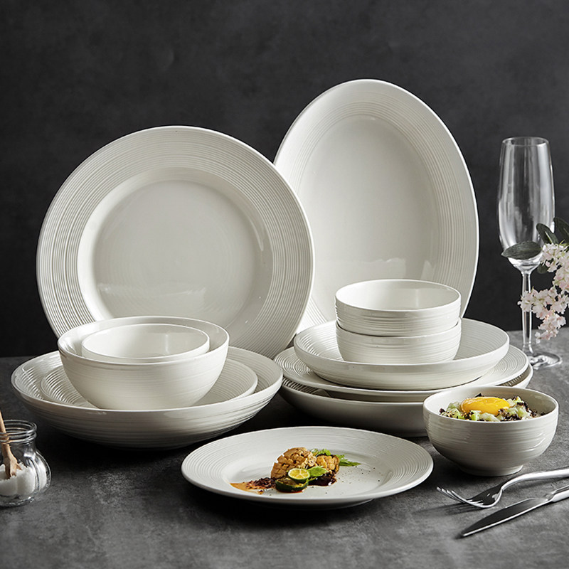 High-End Tableware Set Bowls for Home Use 2025 New Stylish White Bowl and Plate Set Bowls, Plates, Chopsticks for Housewarming