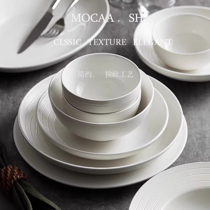 High-End Tableware Set Bowls for Home Use 2025 New Stylish White Bowl and Plate Set Bowls, Plates, Chopsticks for Housewarming
