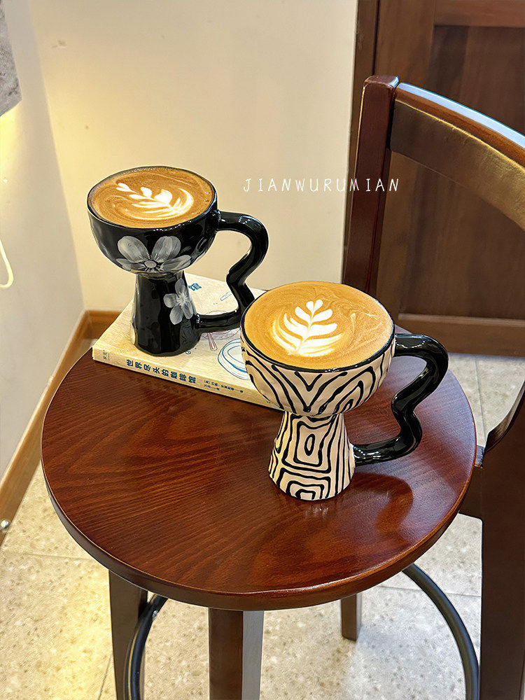 Especially Beautiful Cups, Creative Goblets, Ceramic Mugs, High-Value Design for Girls, Niche Ice Cream Cups